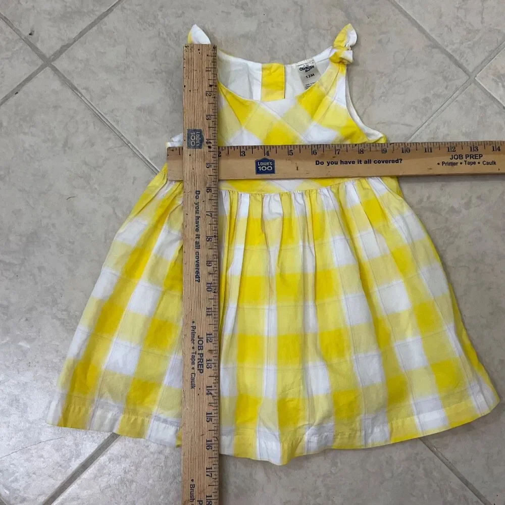 OshKosh b'Gosh Girls 12M Sleeveless Gingham Sundress Lined buttons in back